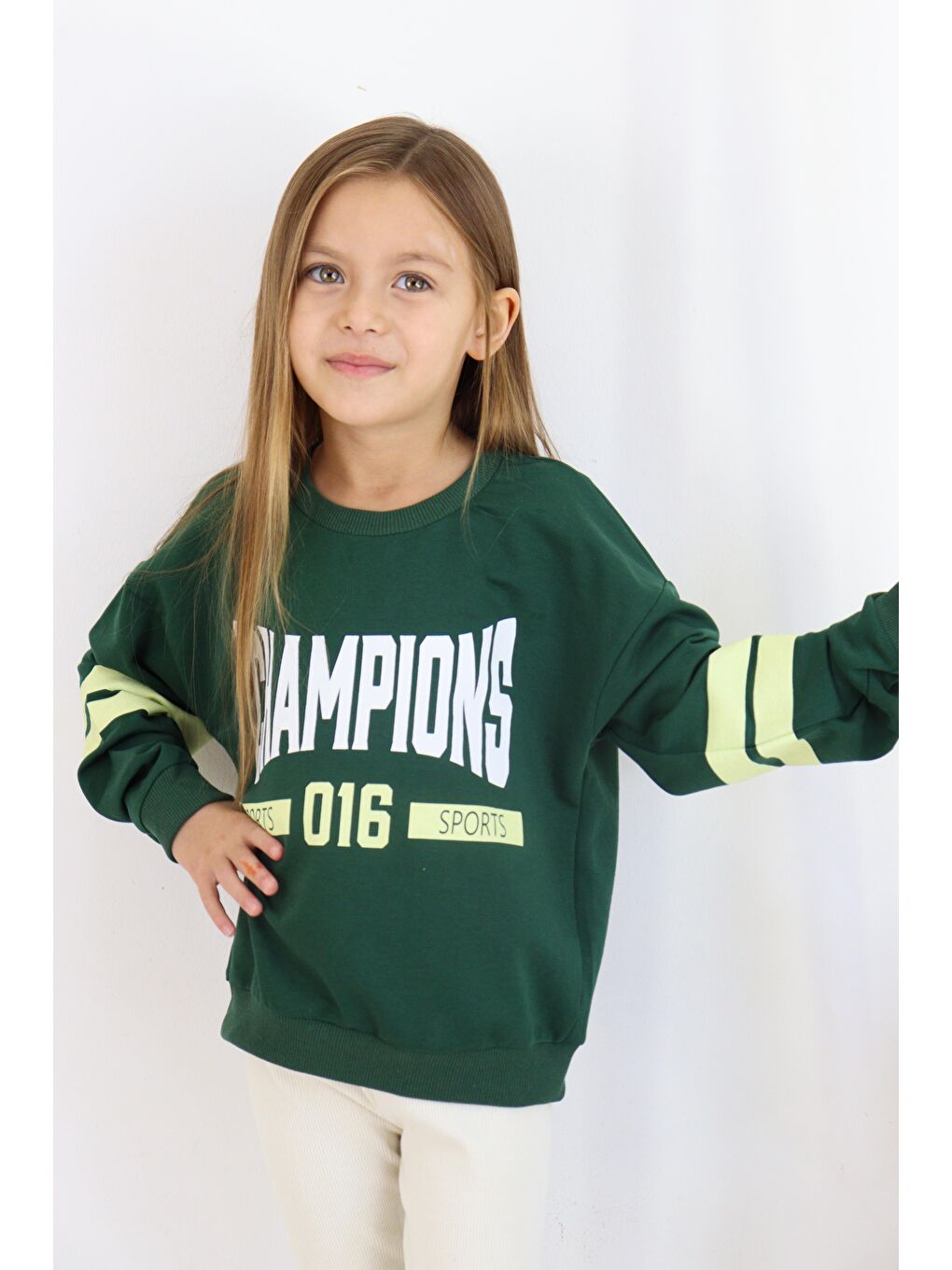 Yeşil Champions Baskılı Sweat