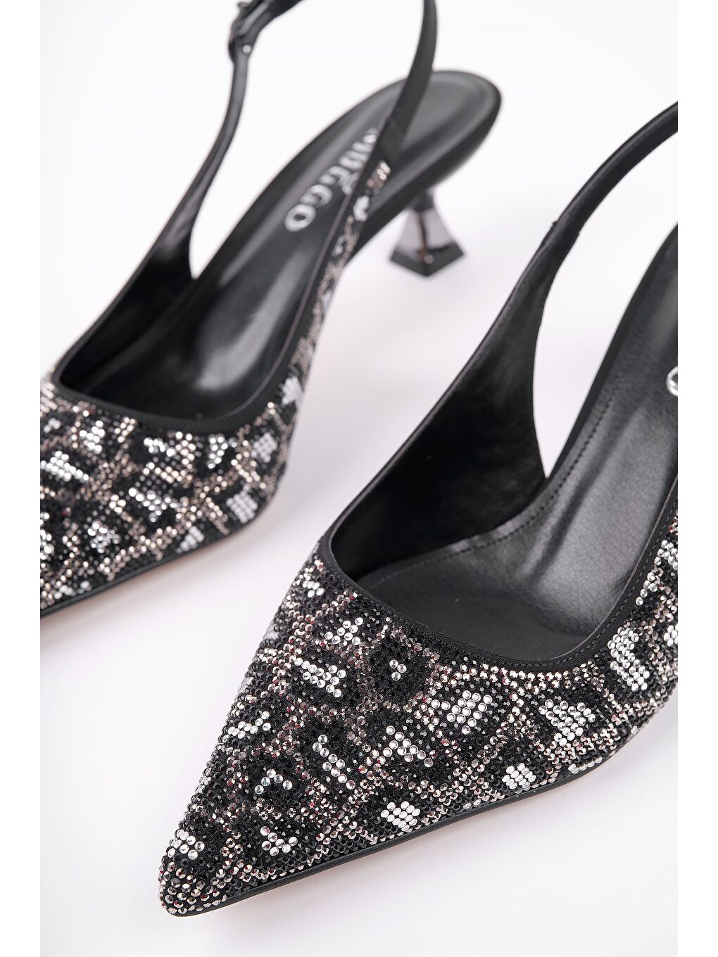 Siyah RASHİDA Kadın Sivri Burun Leopar Detaylı Arkası Açık Günlük Klasik Topuklu Abiye Ayakkabı-5