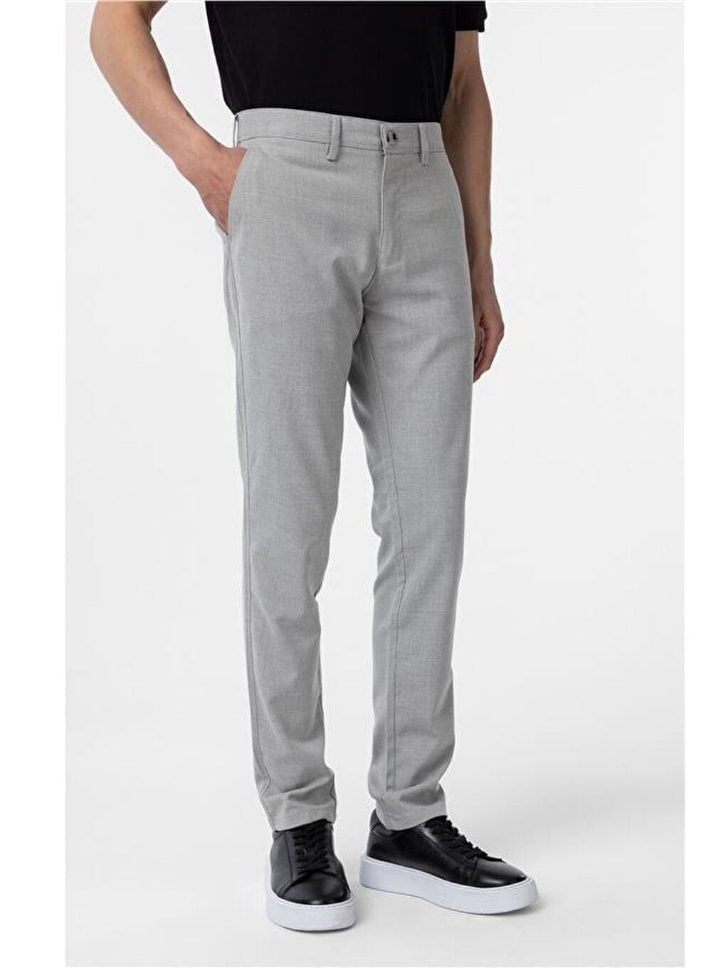 Gri Slim Desenli Pantolon-2