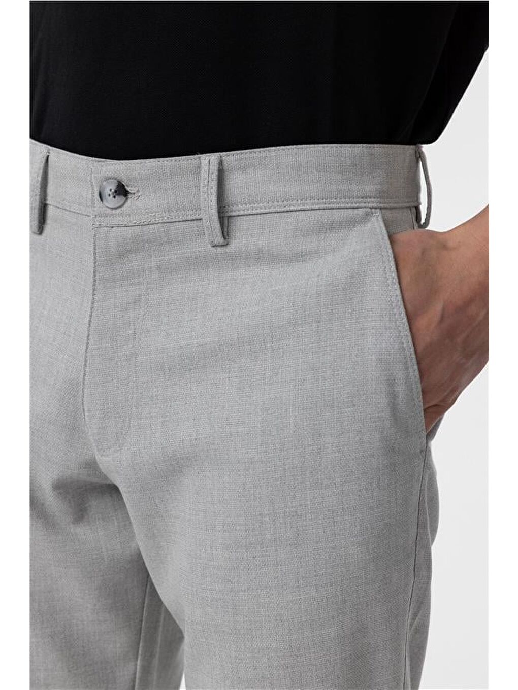 Gri Slim Desenli Pantolon-4