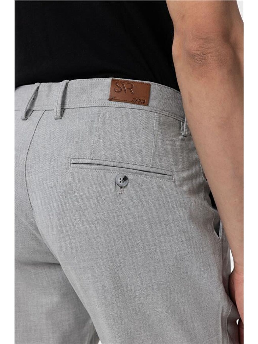 Gri Slim Desenli Pantolon-5