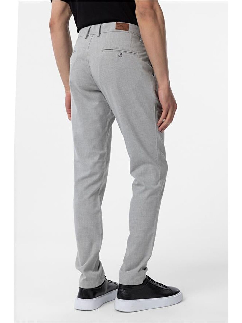 Gri Slim Desenli Pantolon-6