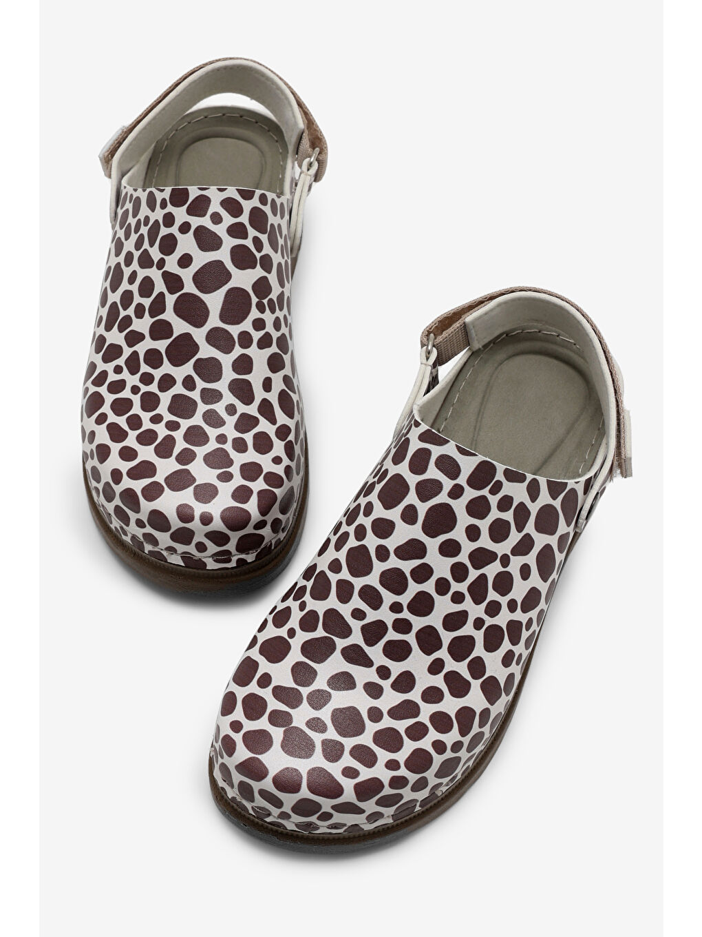 Kadın Kahverengi Rahat Kalıp Şeritli Desenli Sandalet-2