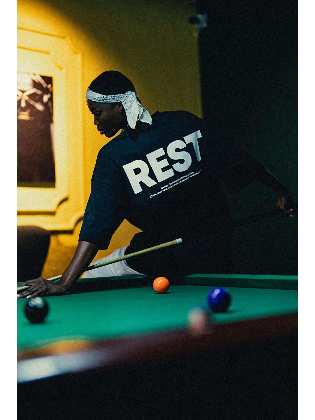 Erkek Rest Baskılı Oversize Yıkamalı Tişört Siyah-4