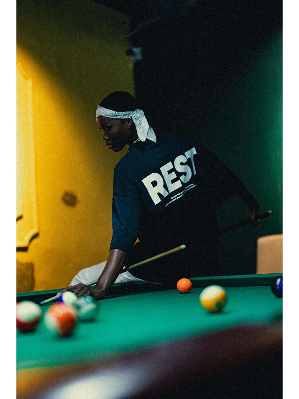 Erkek Rest Baskılı Oversize Yıkamalı Tişört Siyah-5