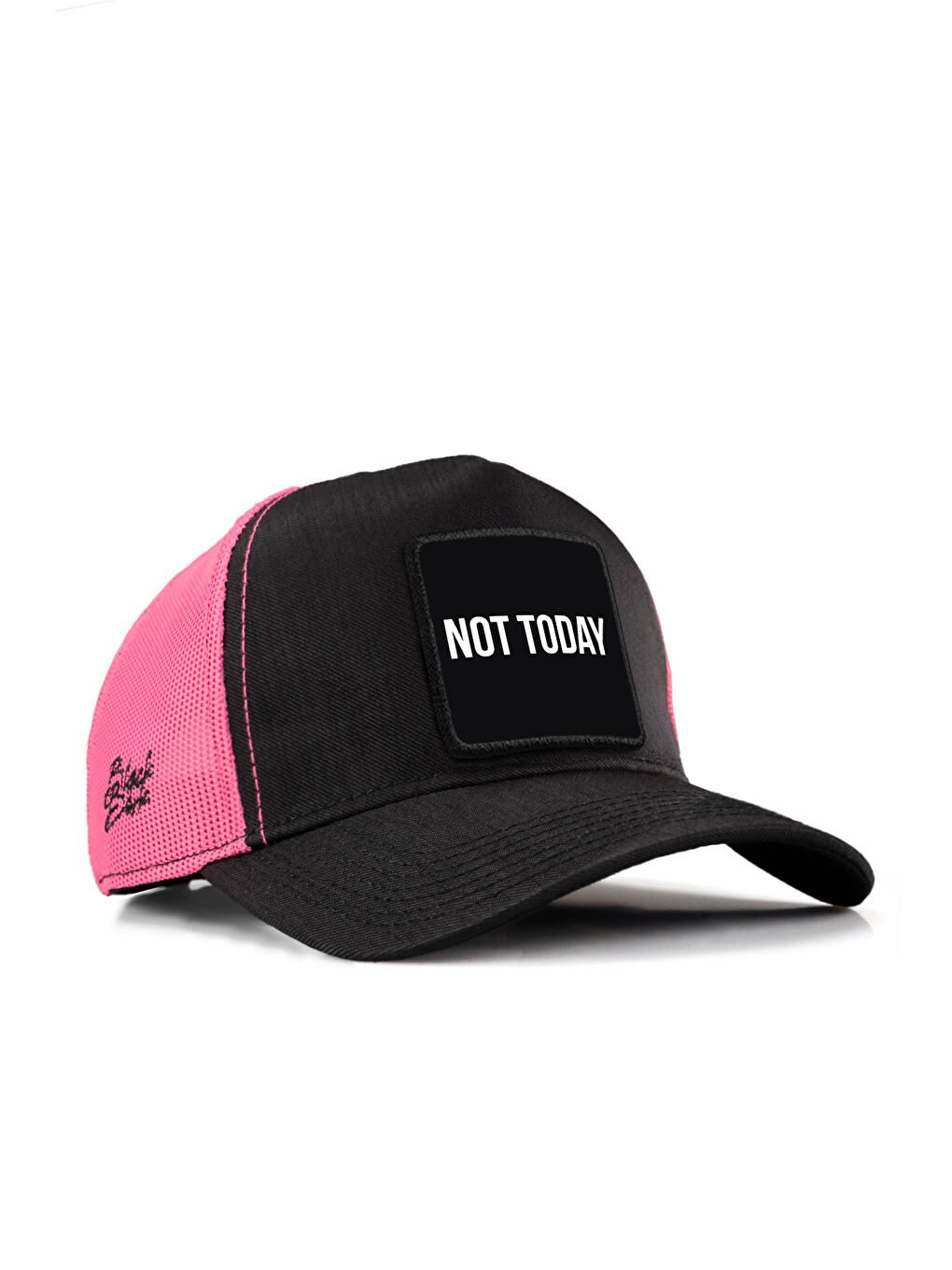 Not Today Logolu Cordura Siyah-Pembe Trucker Şapka