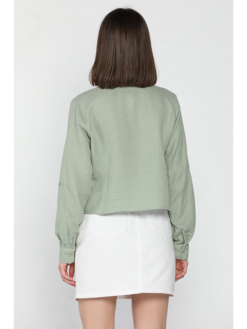 Kadın Hakim Yaka Tek Cepli Gömlek Bluz-2