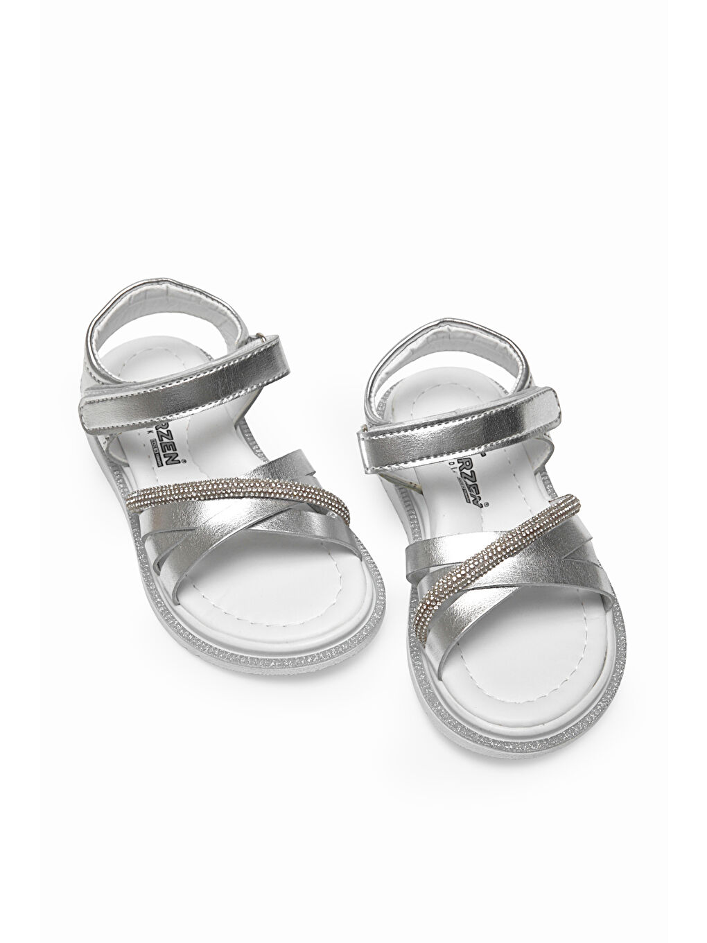 Gri Çocuk Unisex Gümüş Çoçuk Çarpraz Bağlı Sandalet-2