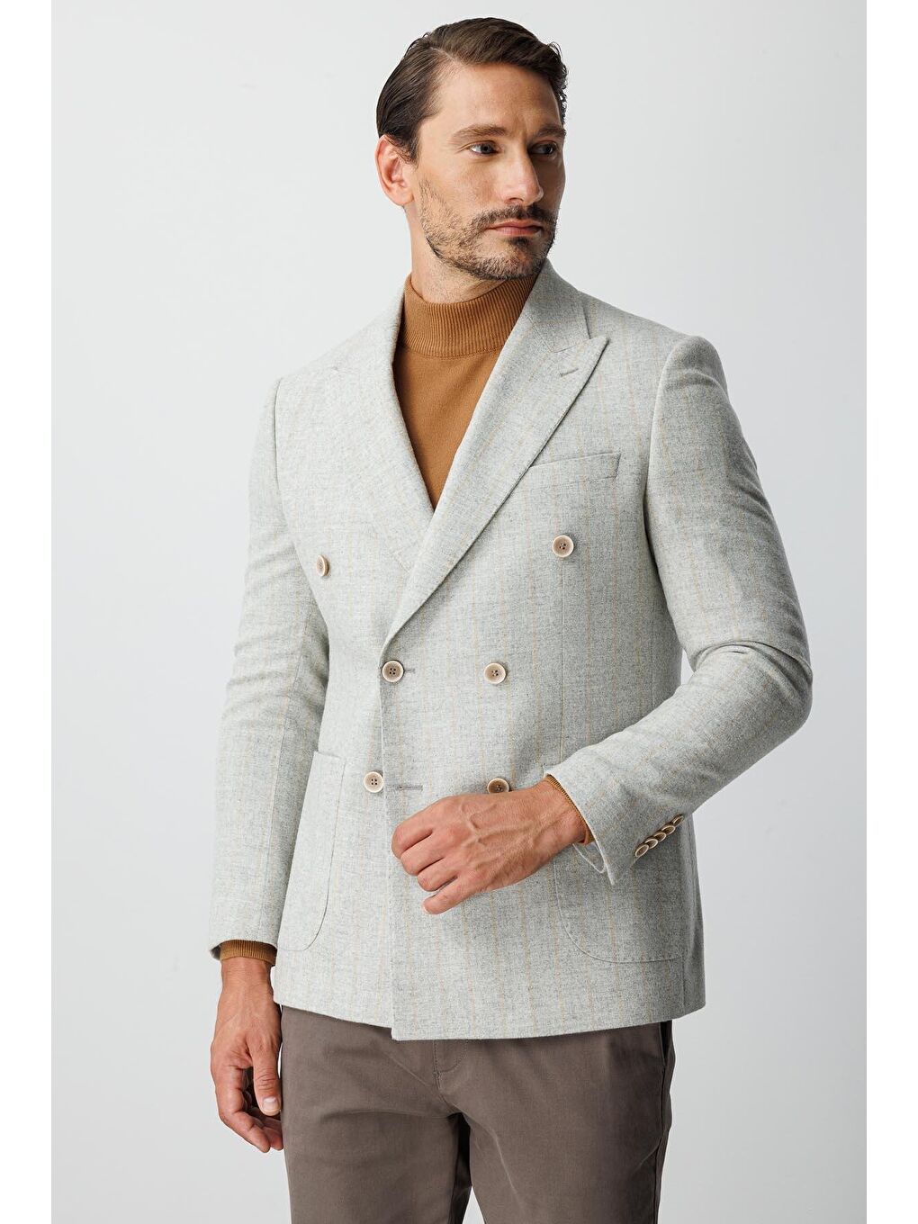 Gri Erkek Grİ Slim Fit / Dar Kalip Geniş Kirlangiç Ceket-1