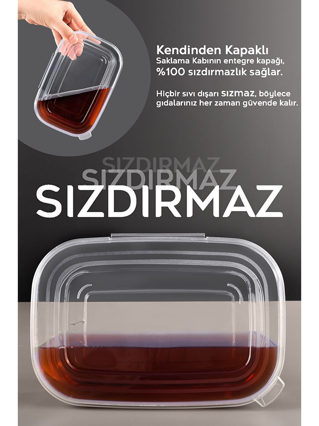 Renksiz 5 Adet Sızdırmaz Kendinden Kapaklı Derin Dondurucuya Uygun Saklama Kabı Hava Almaz Düzenleyici 1lt-2