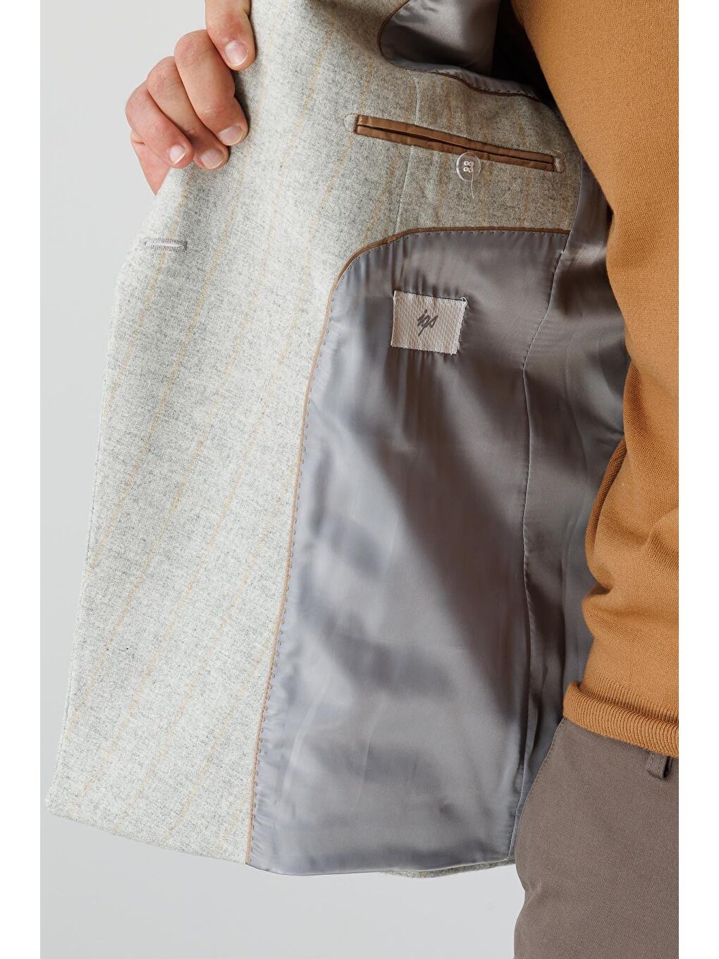 Gri Erkek Grİ Slim Fit / Dar Kalip Geniş Kirlangiç Ceket-4