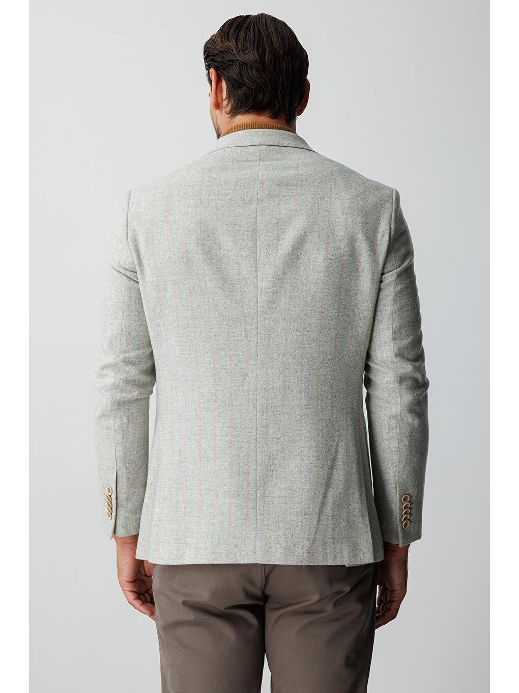 Gri Erkek Grİ Slim Fit / Dar Kalip Geniş Kirlangiç Ceket-5