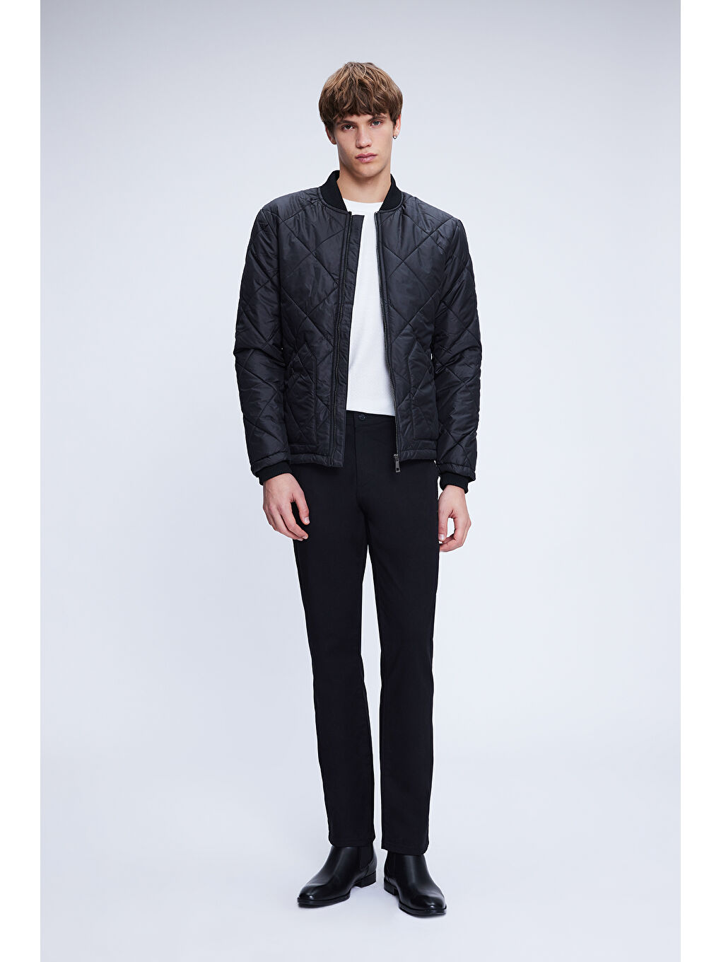 Siyah Dinamik Fit Bomber Yaka Kapitone Mont-1