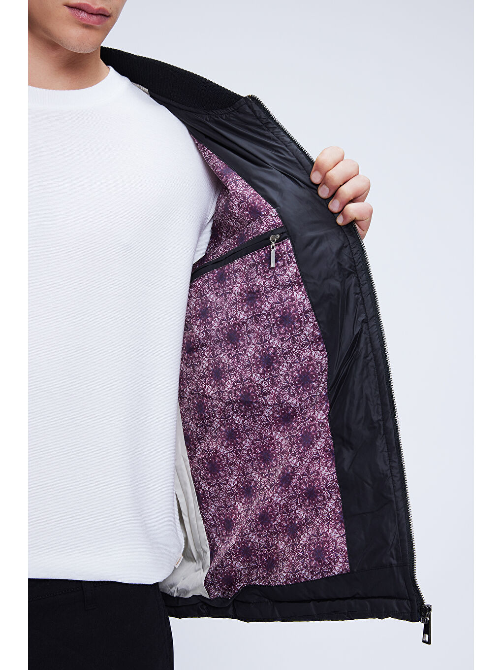 Siyah Dinamik Fit Bomber Yaka Kapitone Mont-3