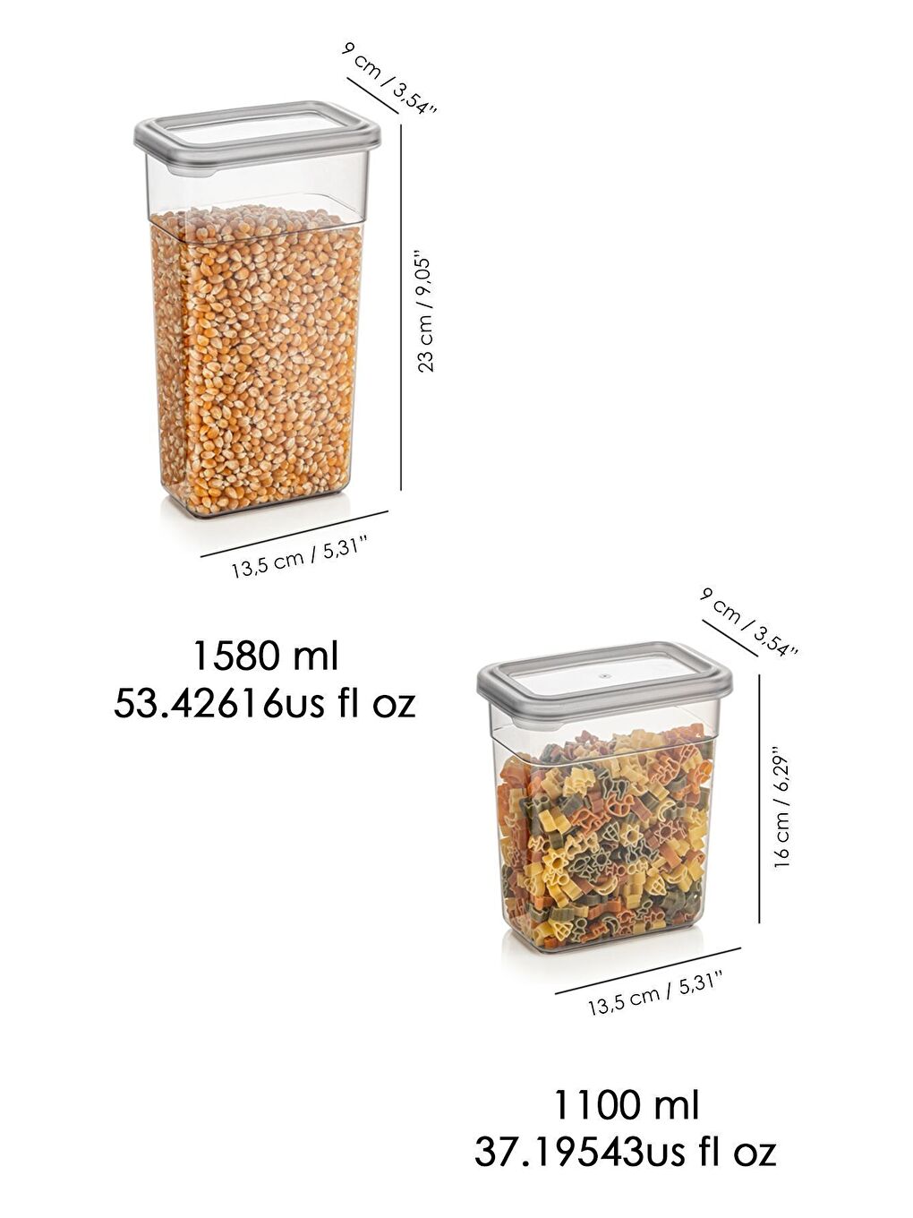 Gri 10'lu Sızdırmaz Kapaklı Erzak Saklama Kabı Seti Etiketli Bakliyat Kutusu 5x 1100 ml 1580 ml-5