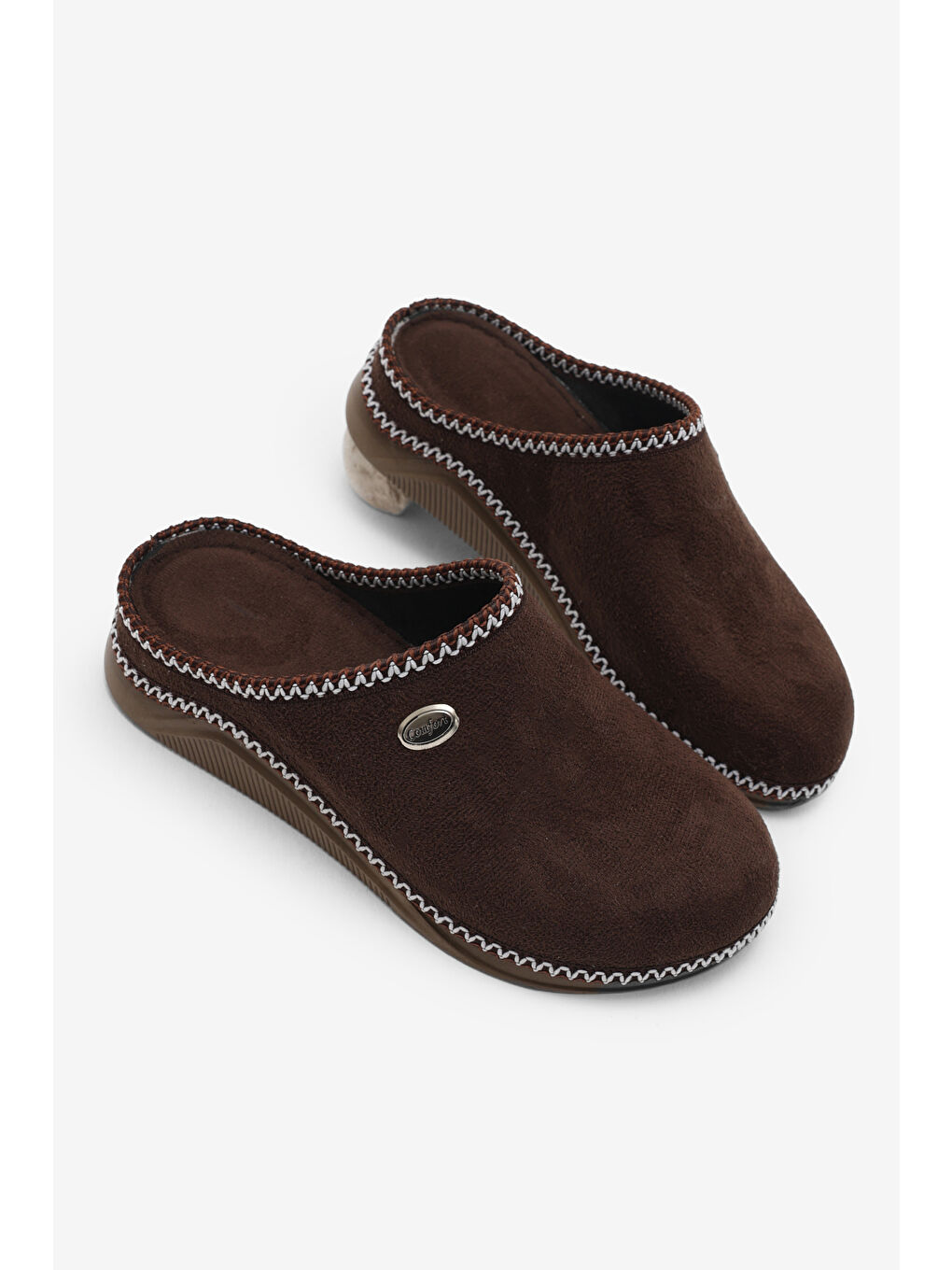 Kadın Kahverengi Rahat Kalıp Poli Taban Günlük Terlik-1