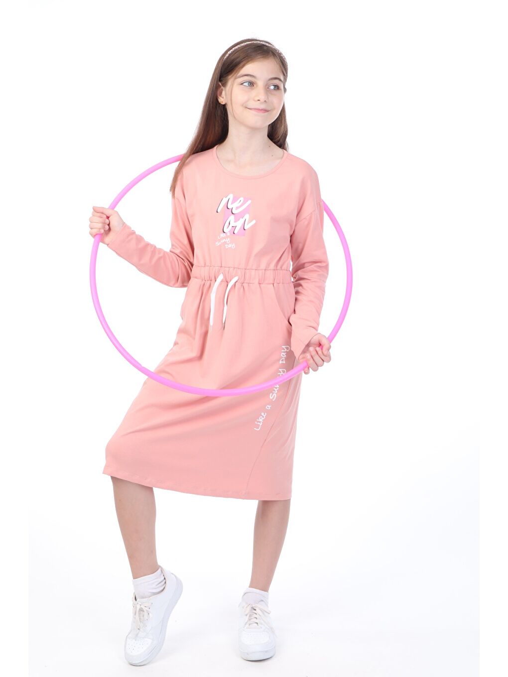 Mercan Kız Çocuk Baskılı Elbise