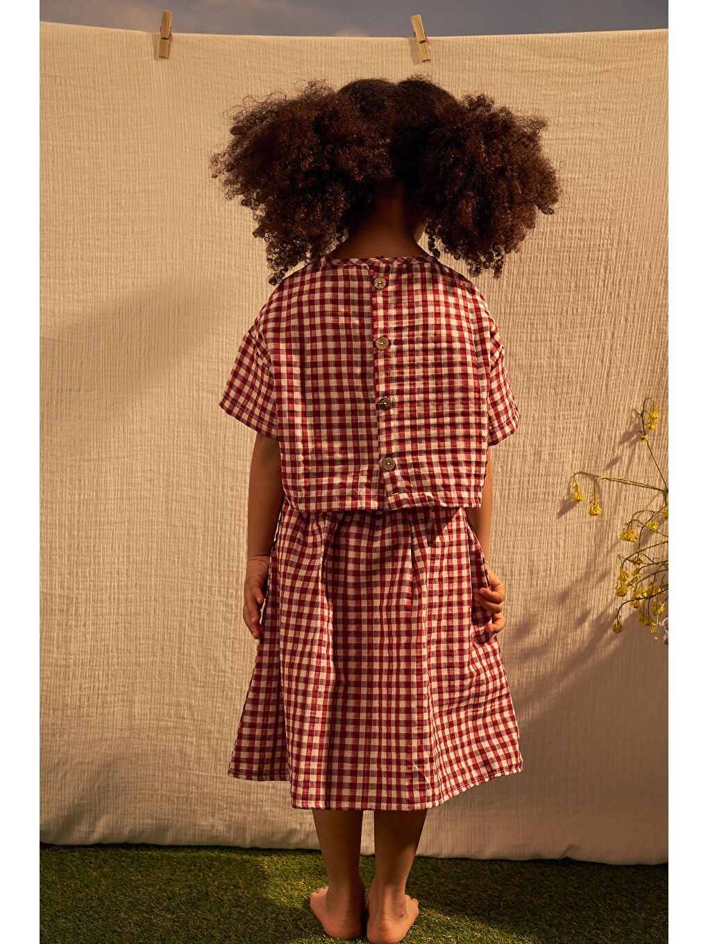Bordo Daisy Picnic Serisi Etekli Takım-1