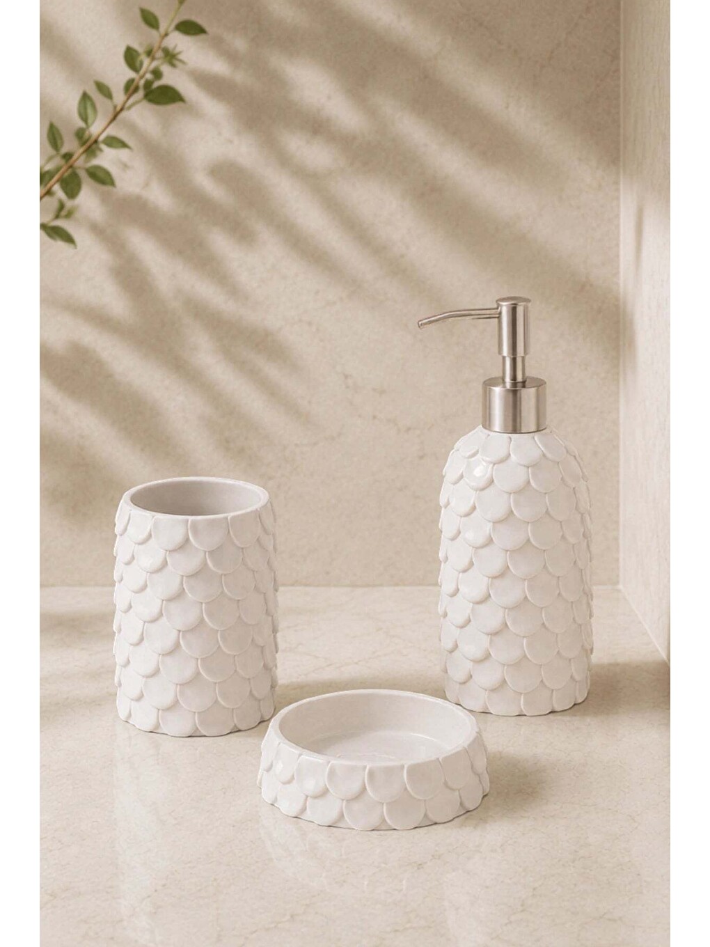 Beyaz Lindy 3 Parça Banyo Seti Pearl