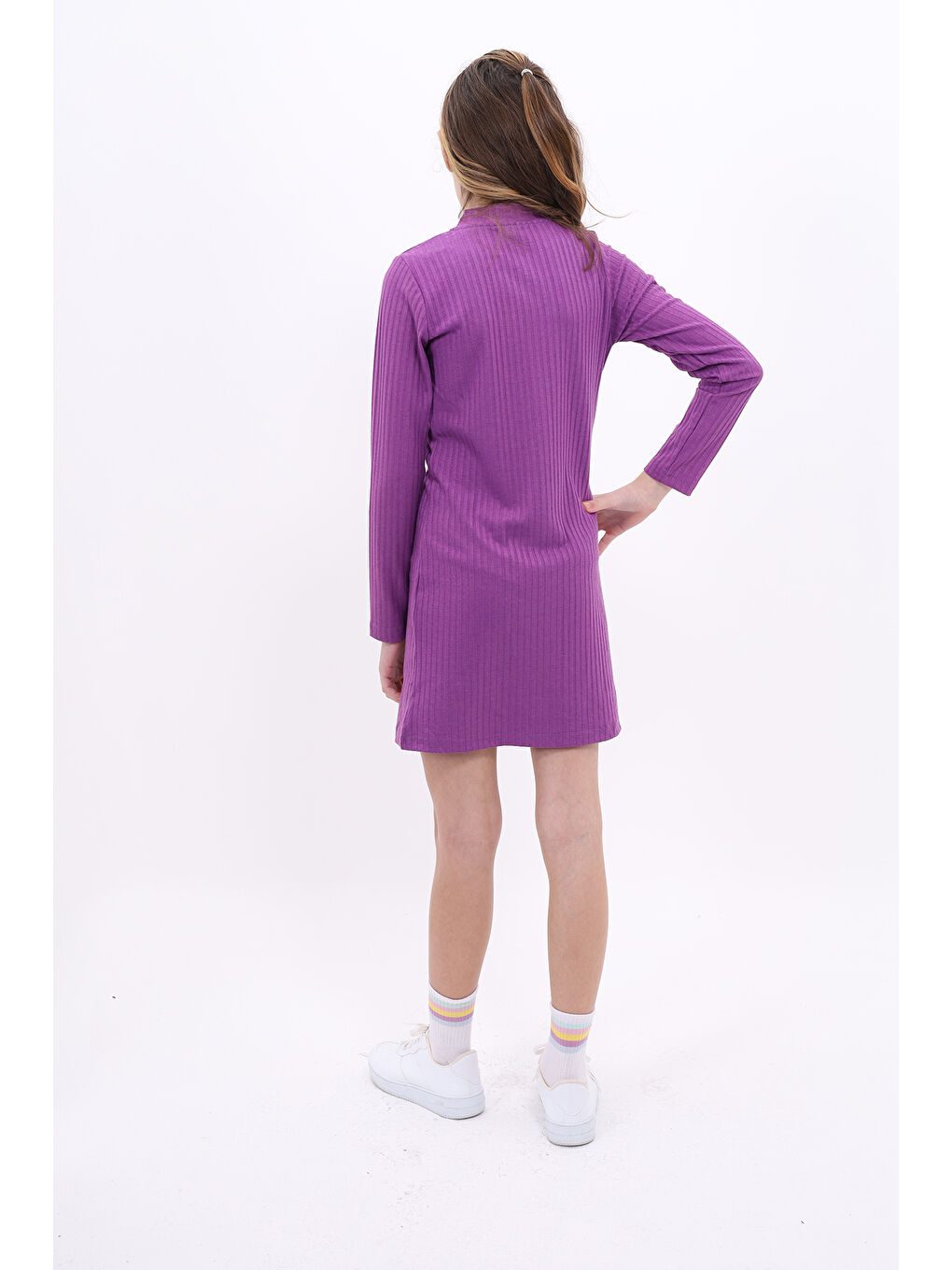 Mor Kız Çocuk Elbise-4