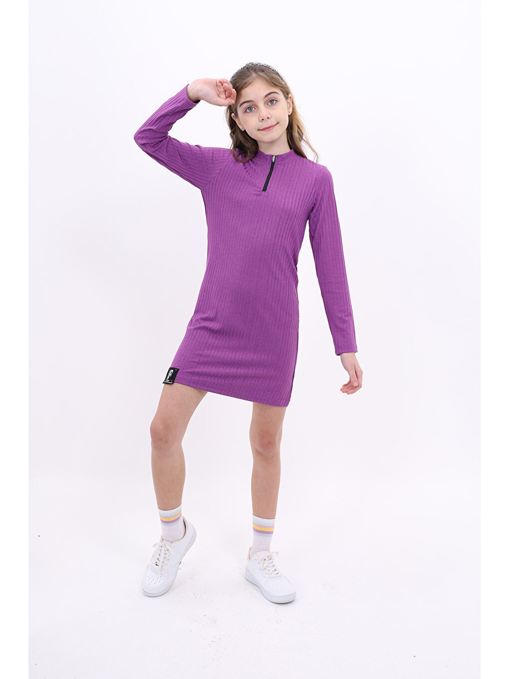 Mor Kız Çocuk Elbise-6