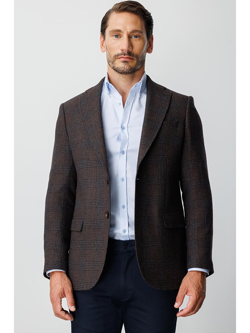 Kahverengi Erkek Kahve  / Rahat Kalip Mono Yaka Ceket