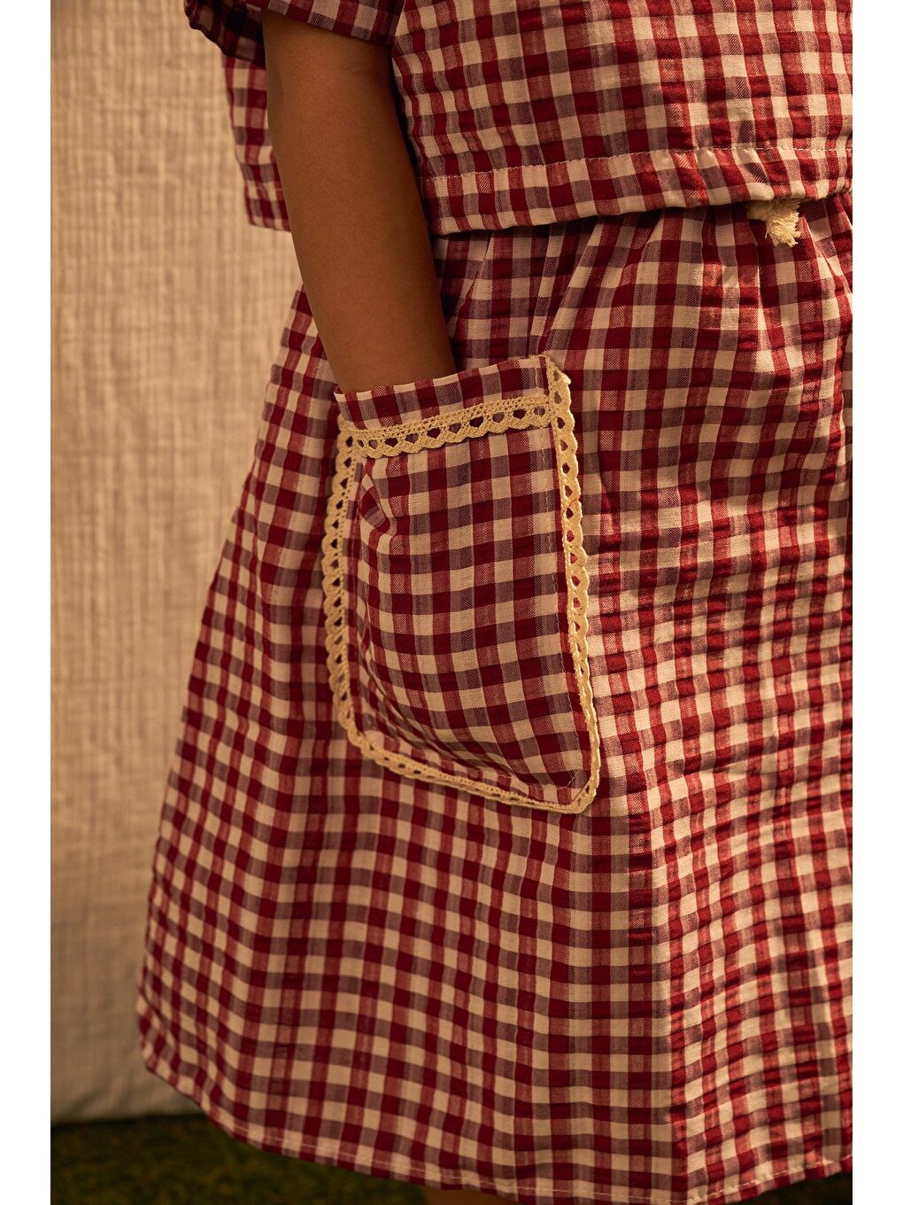 Bordo Daisy Picnic Serisi Etekli Takım-3