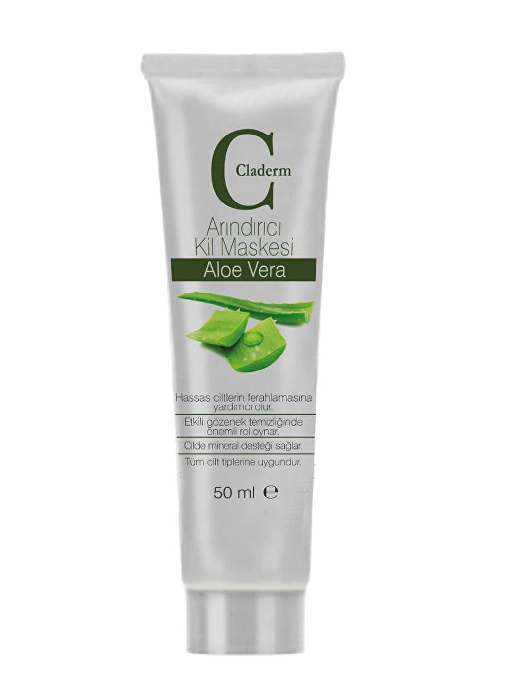 Claderm Beyaz-Açık Yeşil 50 ml Kil Maskesi – Aloe Vera