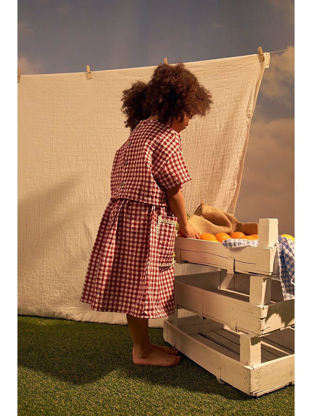 Bordo Daisy Picnic Serisi Etekli Takım-4