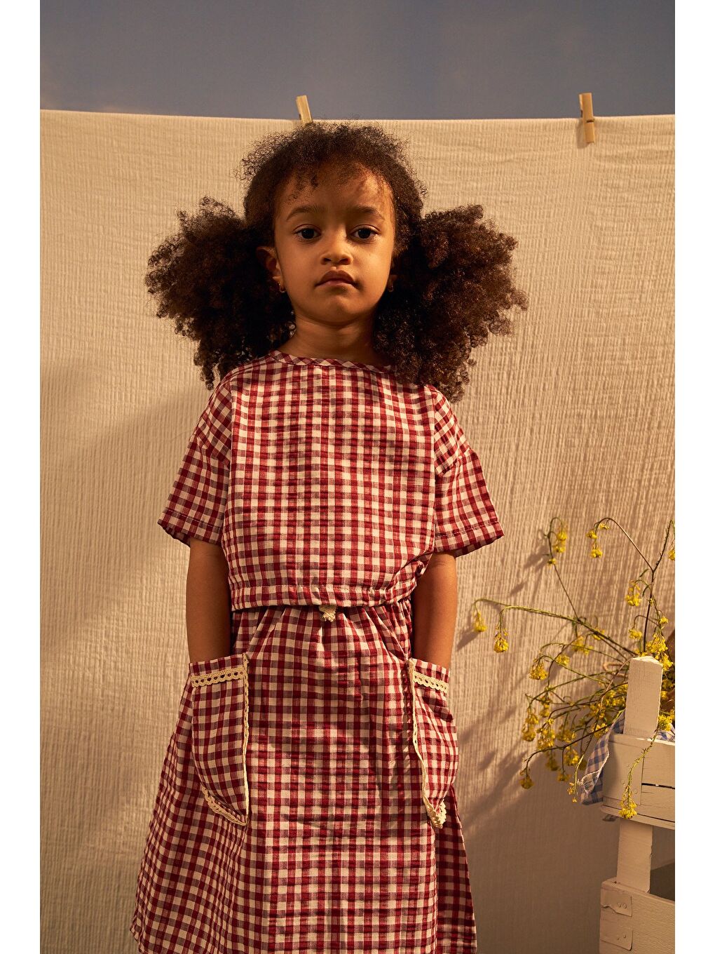 Bordo Daisy Picnic Serisi Etekli Takım-5