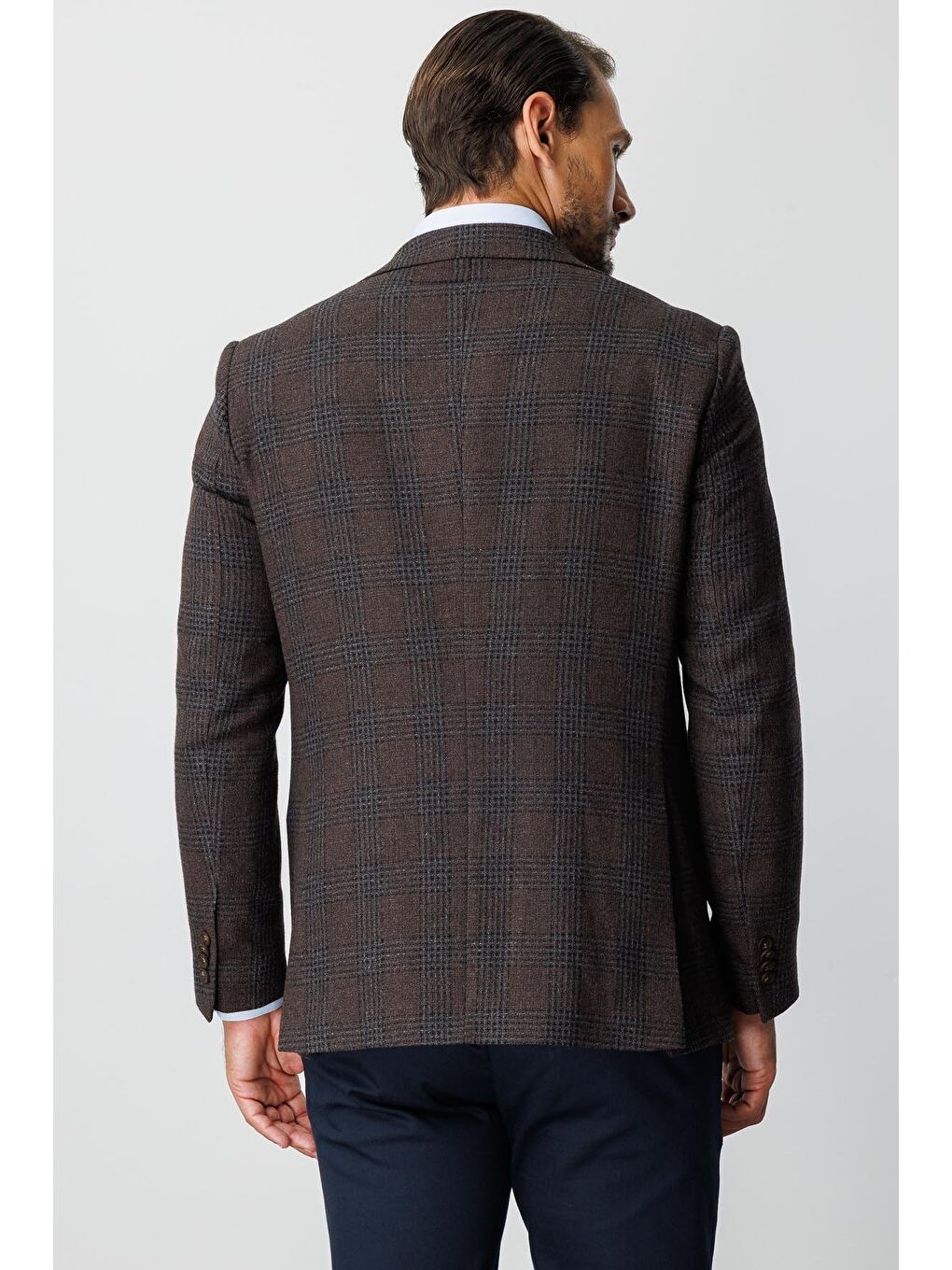 Kahverengi Erkek Kahve  / Rahat Kalip Mono Yaka Ceket-4