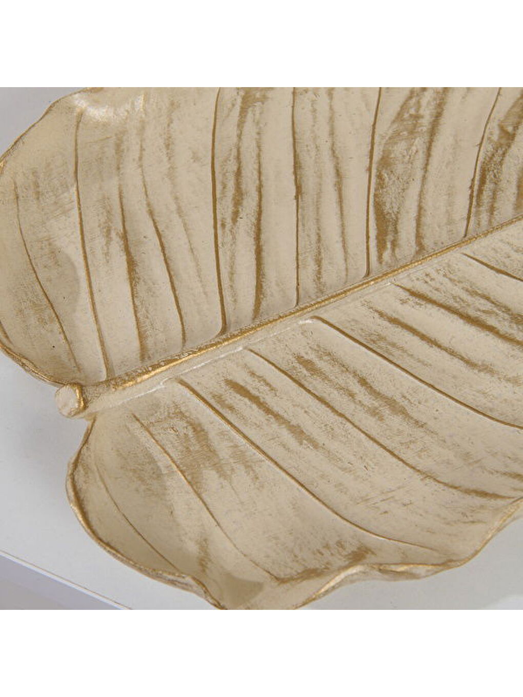 Deco Leaf Dekoratif Tabak - Beyaz / Gold - 24x16 cm-1