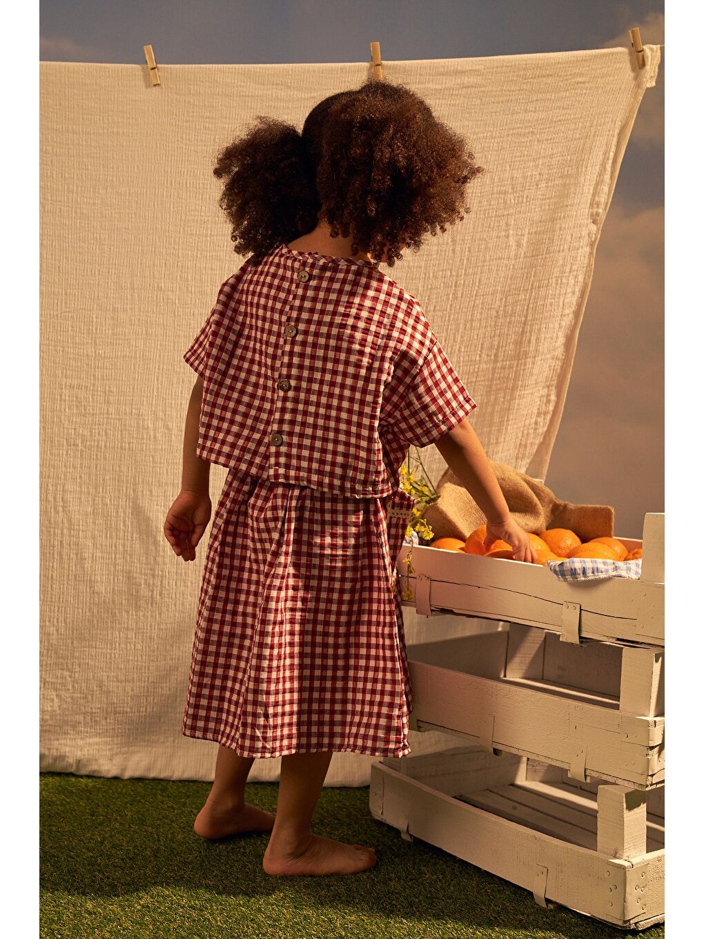 Bordo Daisy Picnic Serisi Etekli Takım-6