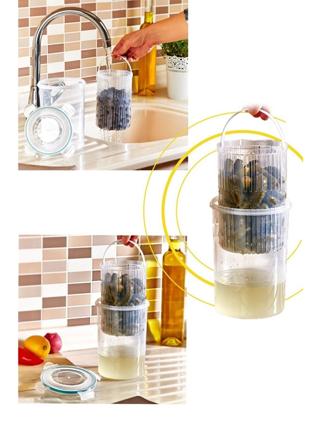 Renksiz Süzgeçli Saklama Kabı Zeytinlik Turşuluk