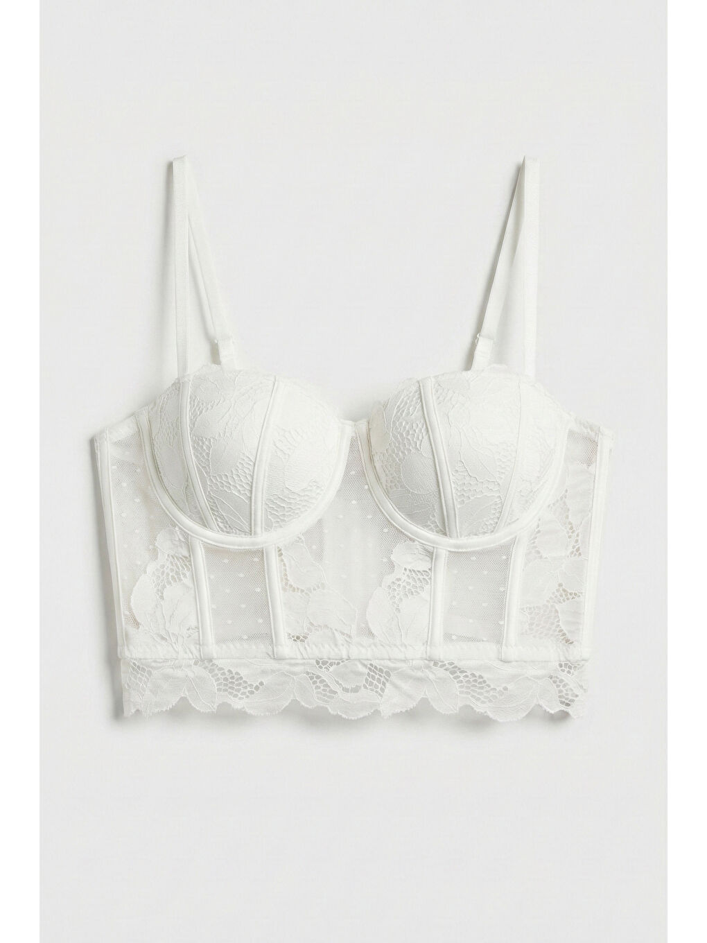 Kadın Beyaz w5 Balenli Güpür Dantel Detaylı Askılı Özel Tasarım Büstiyer-1