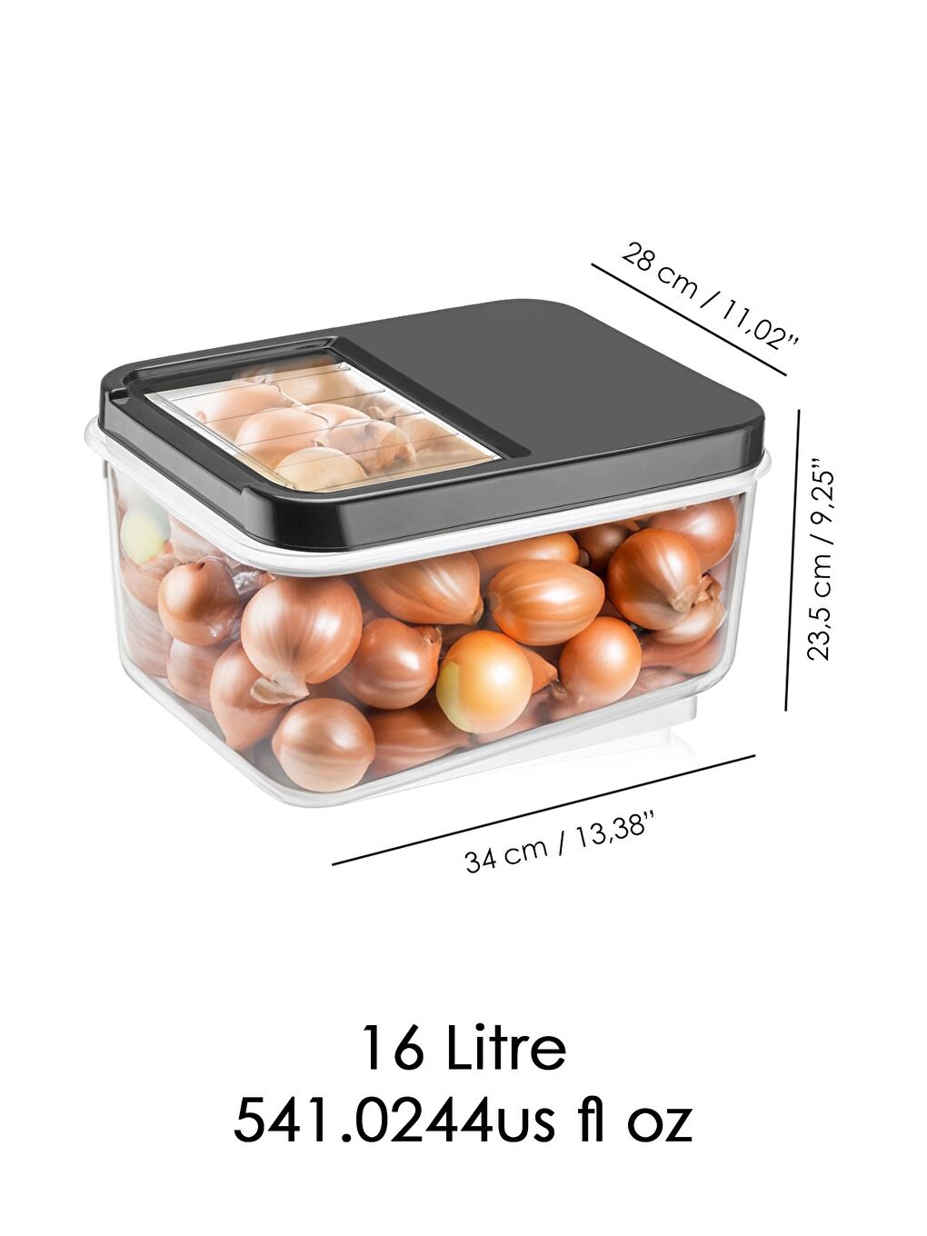 3lü 16 Litre Sürgülü Kapak Sebzelik Patates Soğan Saklama Kabı Erzak Saklama Kabı Antrasit-3