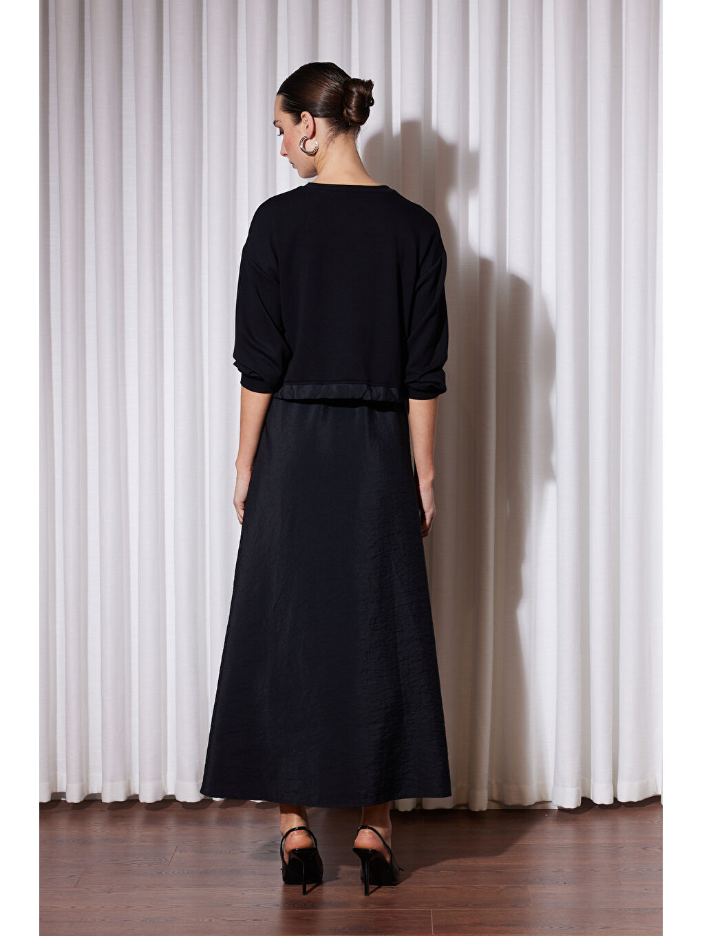 Missemramiss Nakış Detay Duo Elbise 5189 Siyah-3