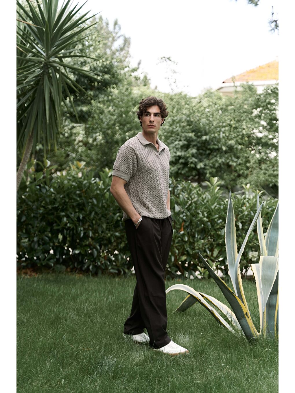 Bej Peter Erkek Polo Yaka Vizon Triko T-Shirt-2