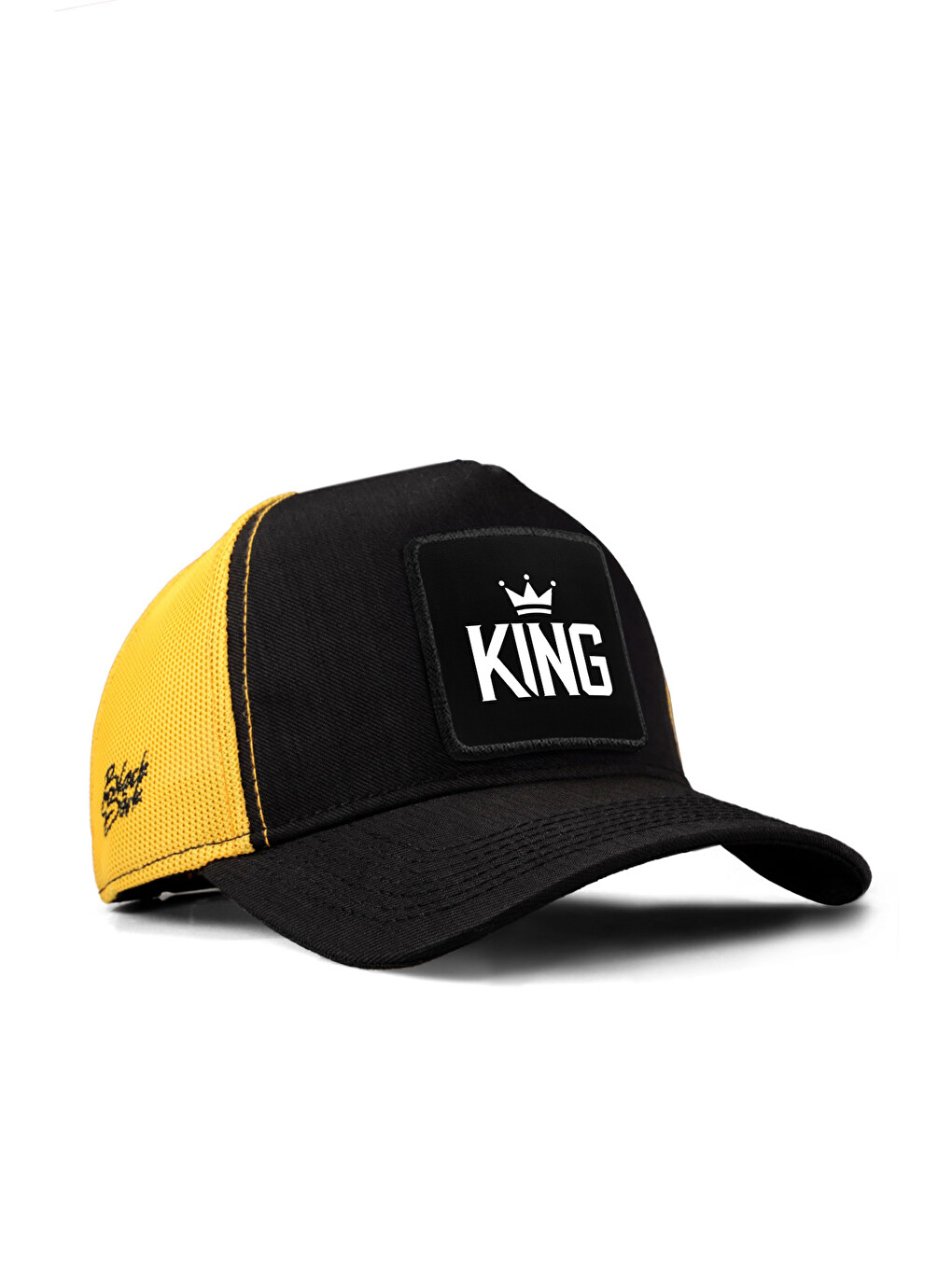 King Logolu Cordura Siyah-Sarı Trucker Şapka
