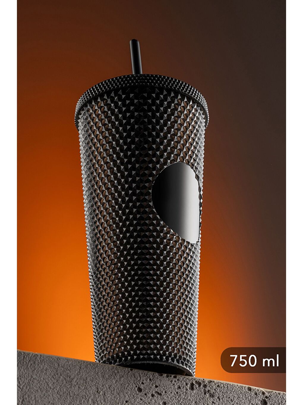 Kristal Görünümlü Kahve Bardağı Pipetli Soğuk Sıcak İçecek Seyahat Bardağı 750 Ml Siyah