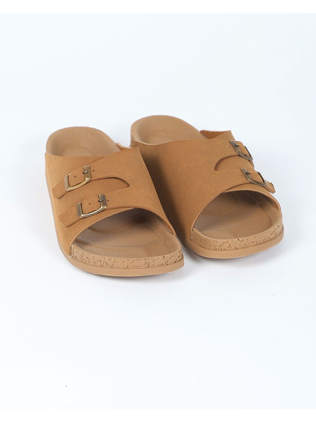 Kahverengi Kadın Yazlık Çift Tokalı Terlik - SIENA-1