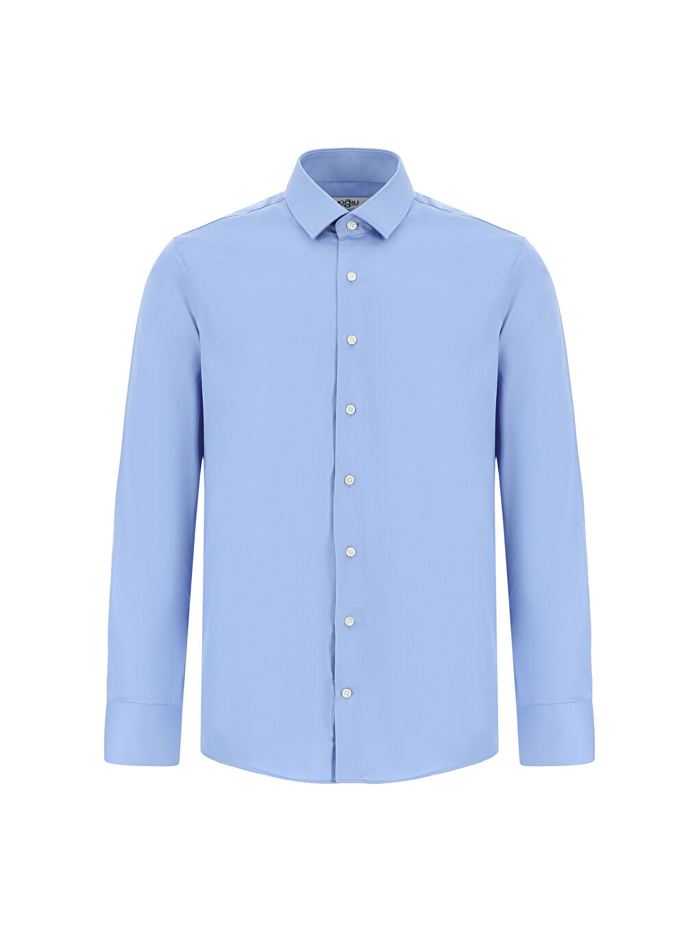 Mavi Uzun Kol Slim Fit Dar Kesim Pamuklu Non Iron Saten Klasik Gömlek-5