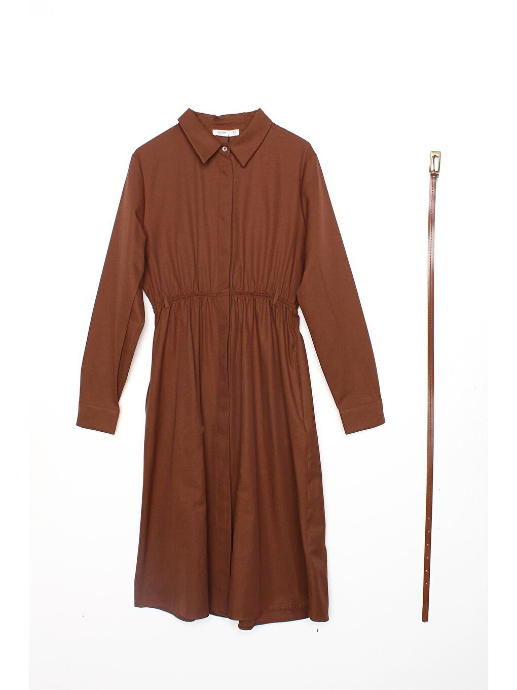 Kahverengi Kahve Kemerli Gömlek Tunik-4