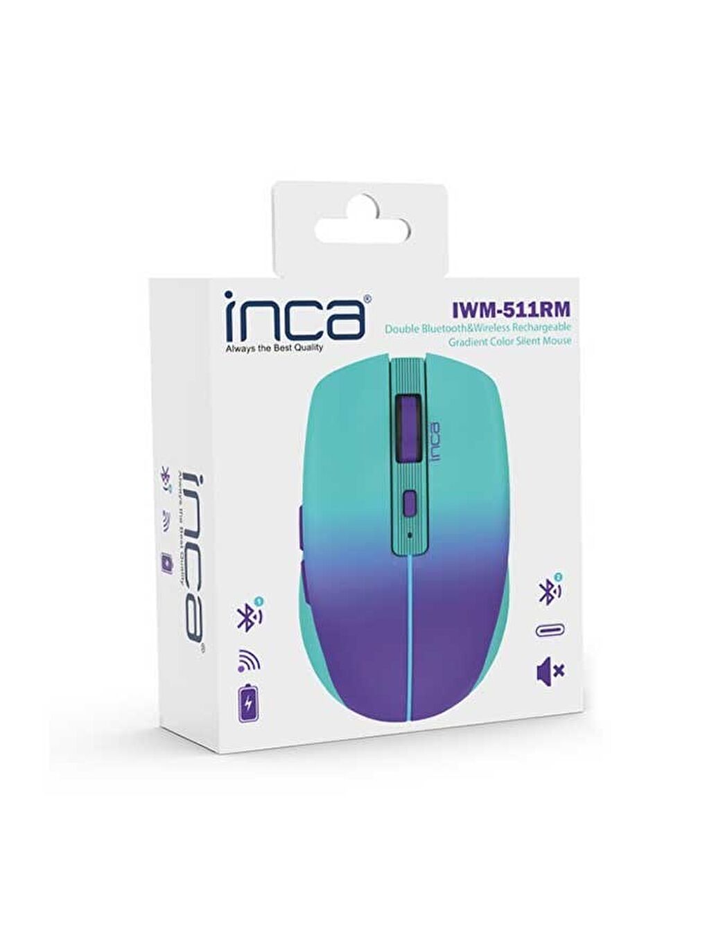 Inca IWM-511RM Dual Mod Bluetooth+Wireless Rechargeable Gradient Color Silent Mouse - 6