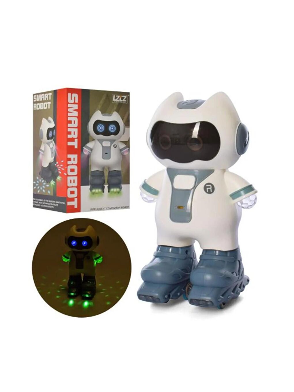 CToys Beyaz Işıklı ve Sesli Kayarak Dans Eden Robot CTOY-6678-9 GKO