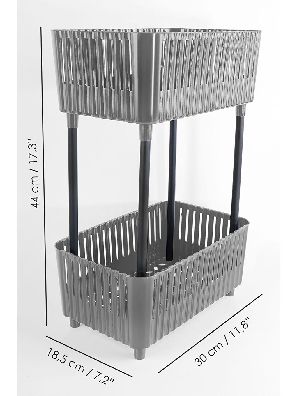 2 Adet 2 Katlı Düzenleyici Mutfak Banyo Rafı Tezgah Altı Raf Evye Altı Dolap Organizer Gri-4