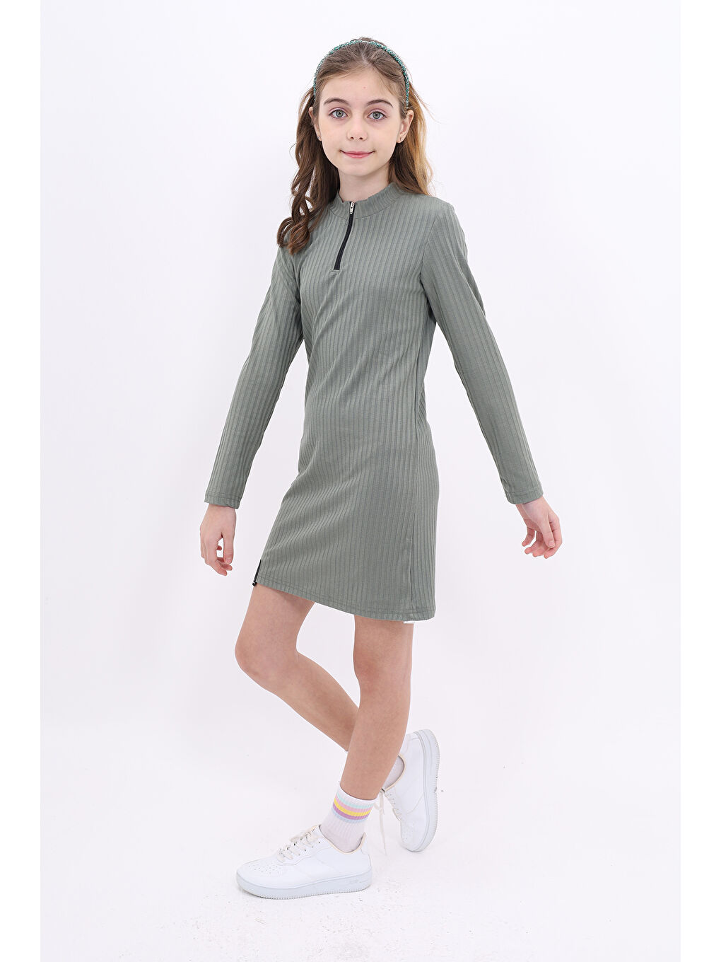 Haki Kız Çocuk Elbise-2