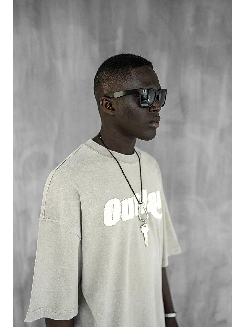 Erkek Yıkamalı Yumuşak Dokulu Oversize Tişört Açık Bej-2