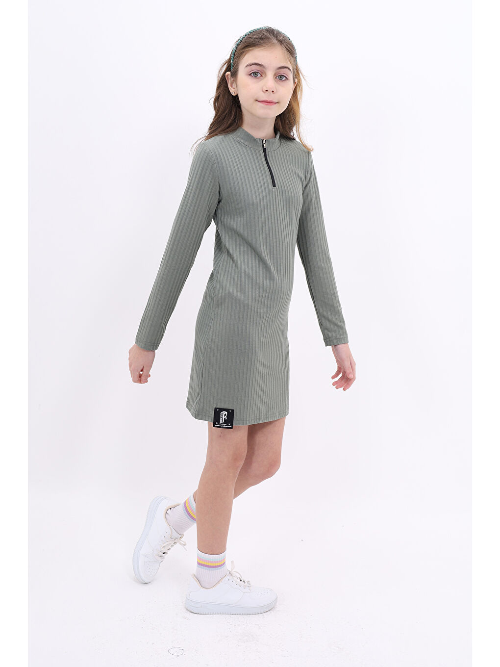 Haki Kız Çocuk Elbise-3