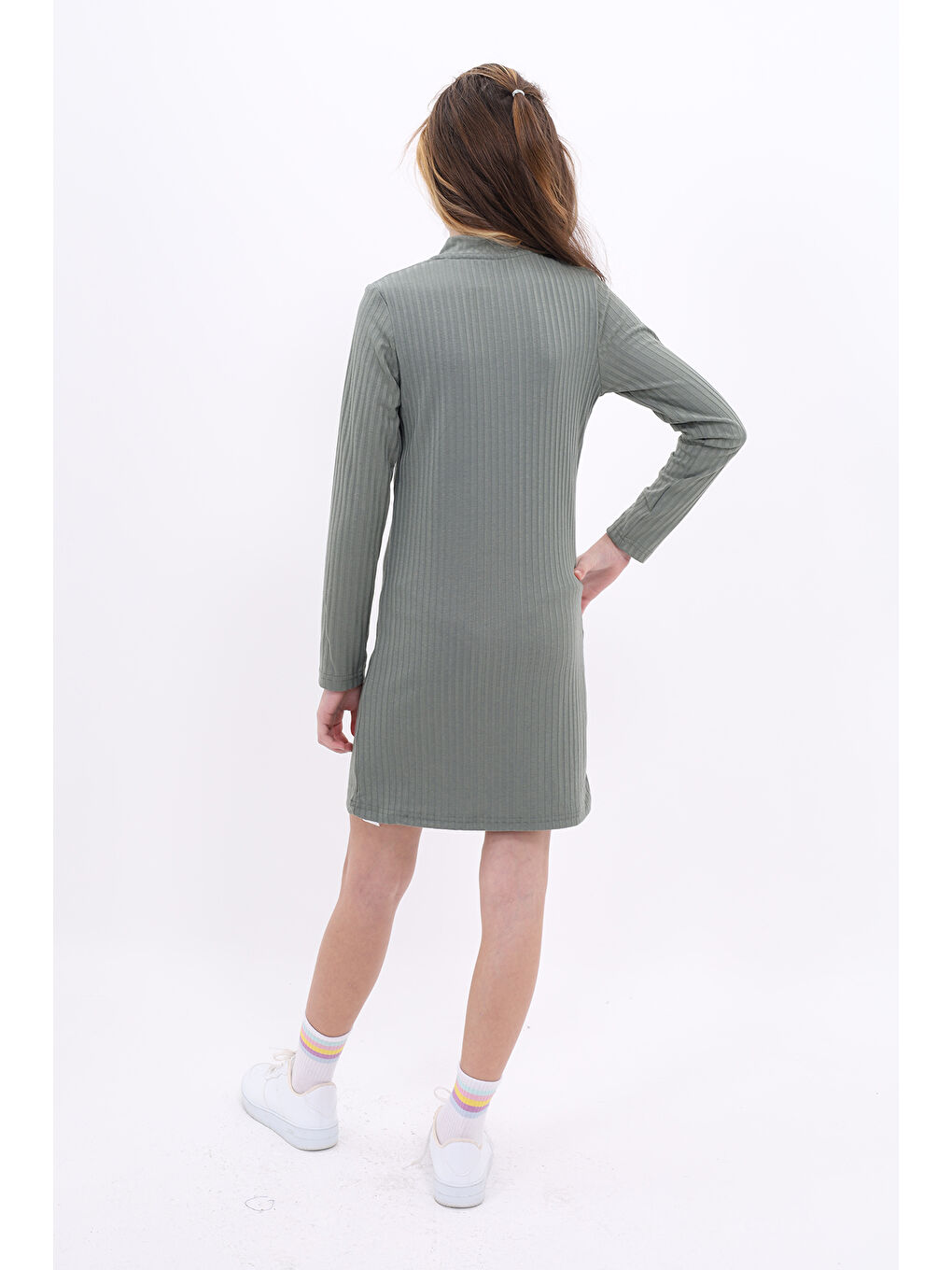 Haki Kız Çocuk Elbise-4